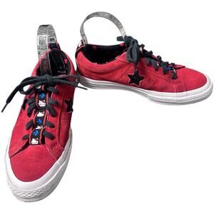 Rare!  Hello Kitty x Converse Collab One Star Red Suede Sneakers Size 8.5 Women